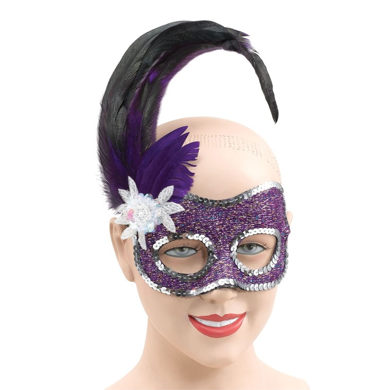 Arco sequin eye mask with feather