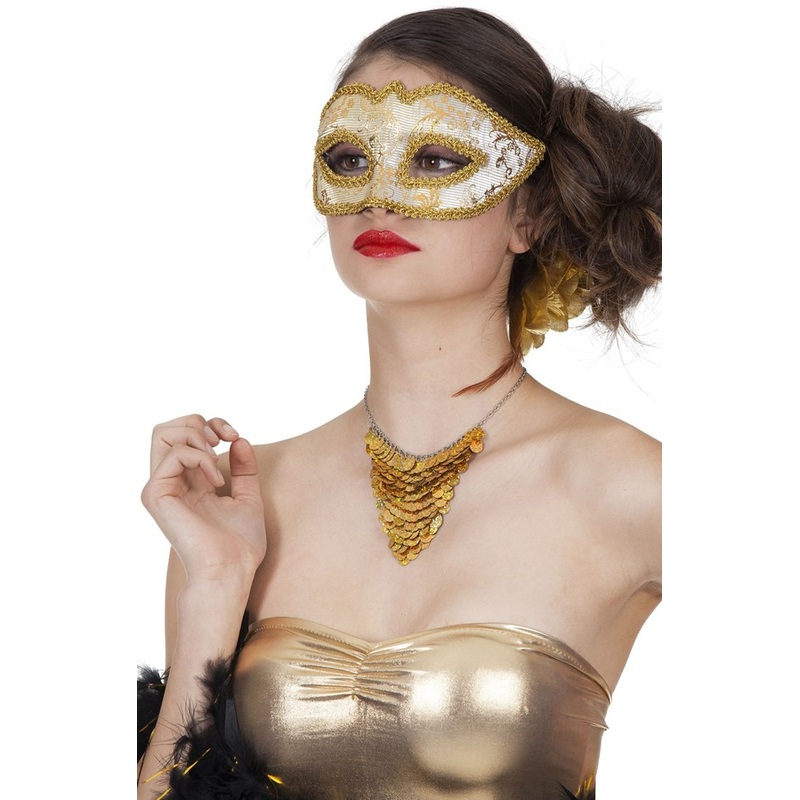 Baroque eye mask gold and white