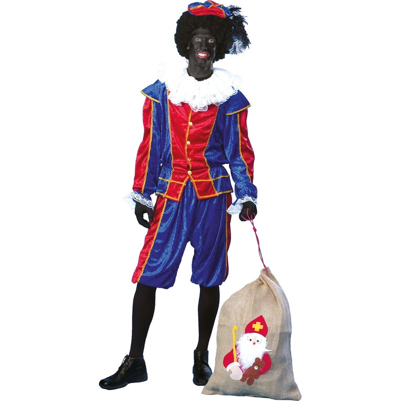 Black Piet men's costume red-blue 48-50
