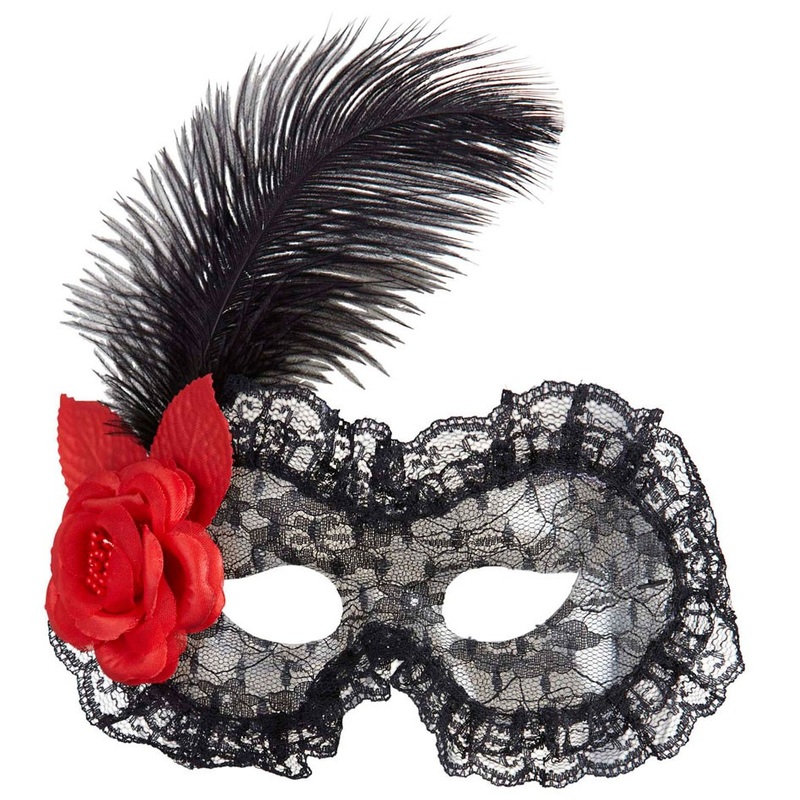 Black venetian mask with lace