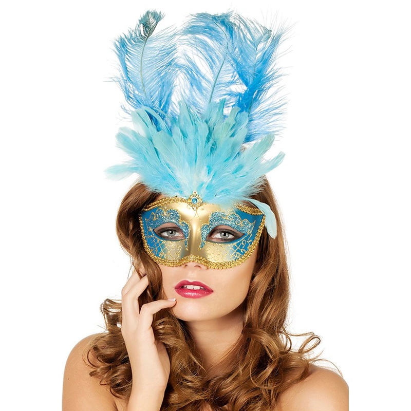 Blue feather eye mask