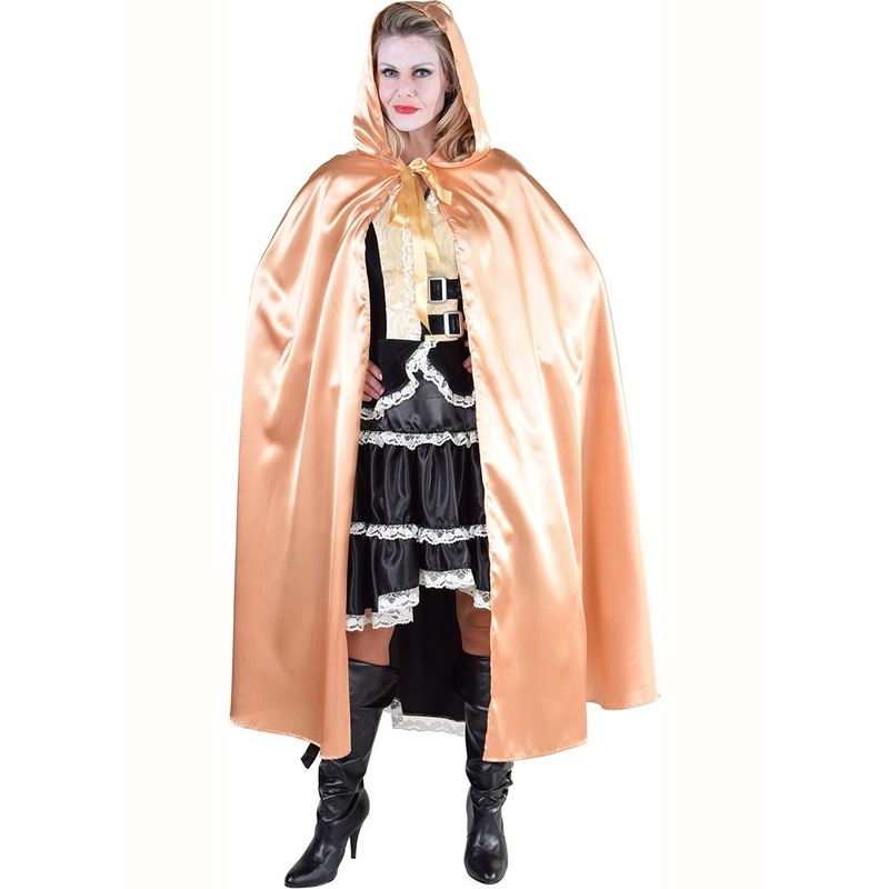 Cape with hood in apricot
