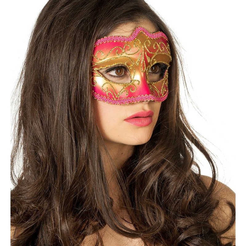 Carnevala Venezia eye mask in pink-gold