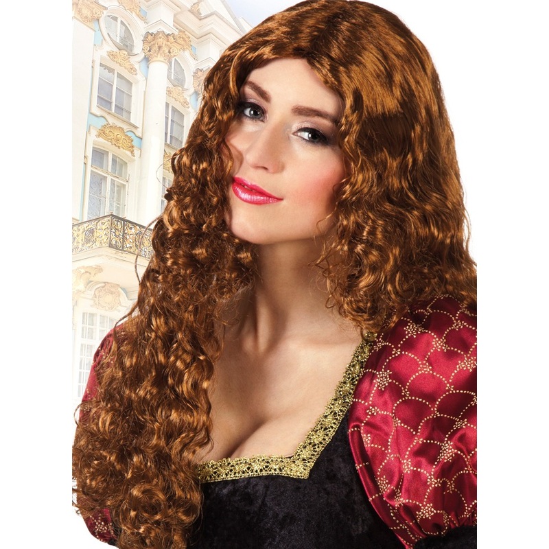 Copper brown castle ladies curly wig