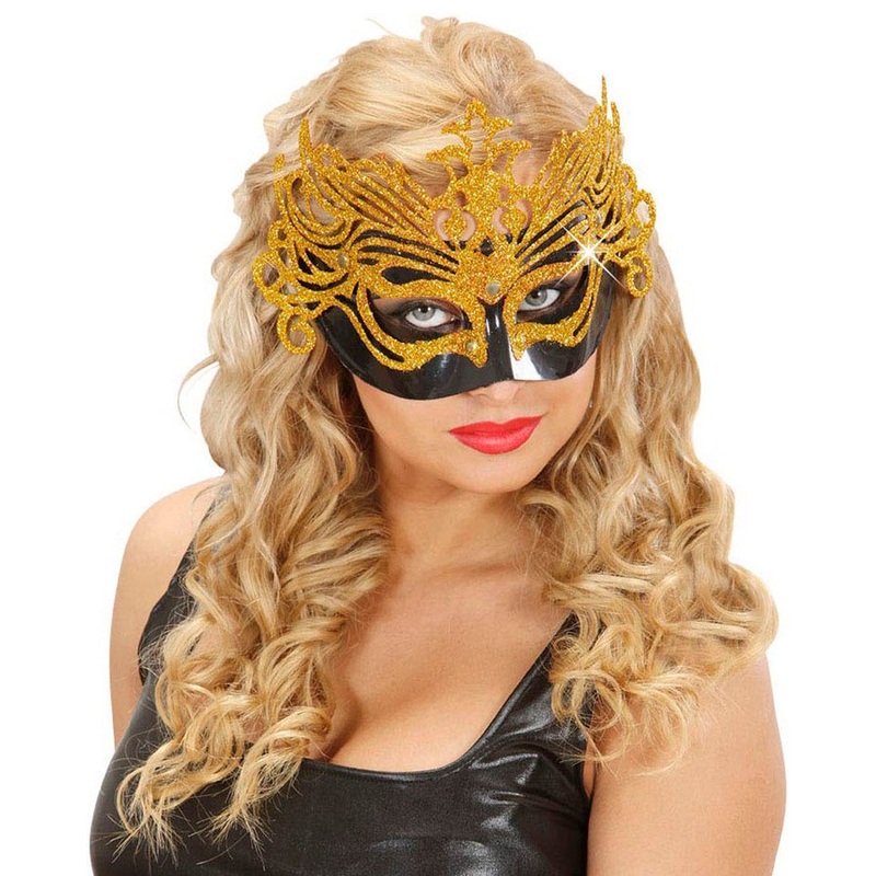 Elegant eye mask with glitter gold