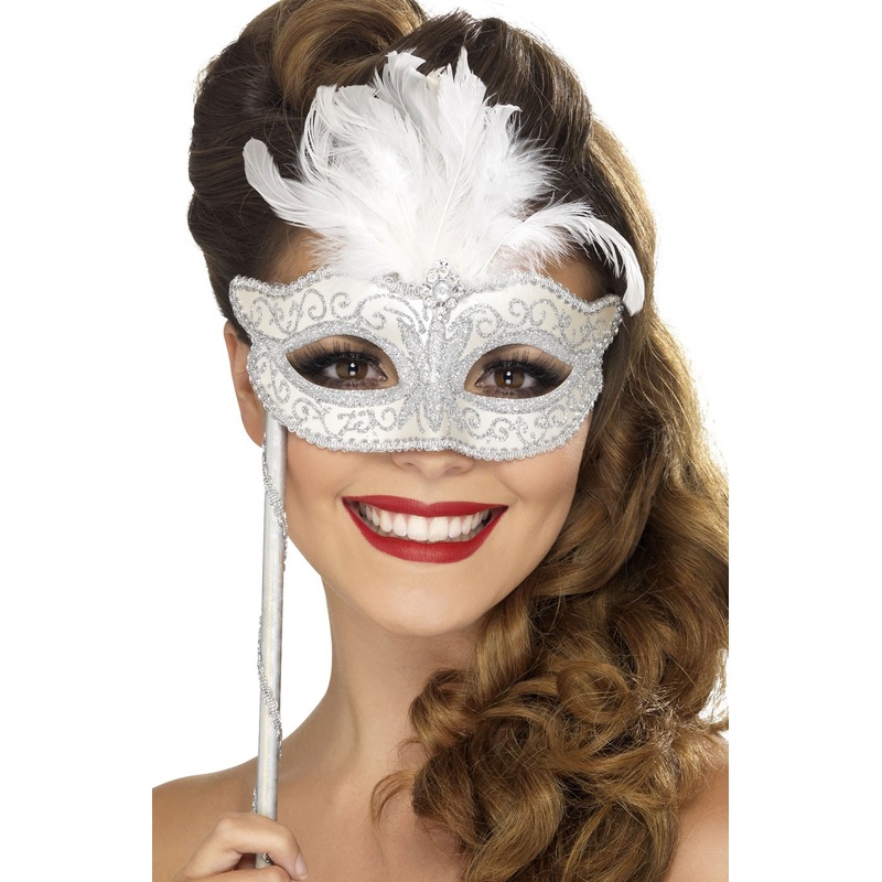 Elegant glitter eye mask white