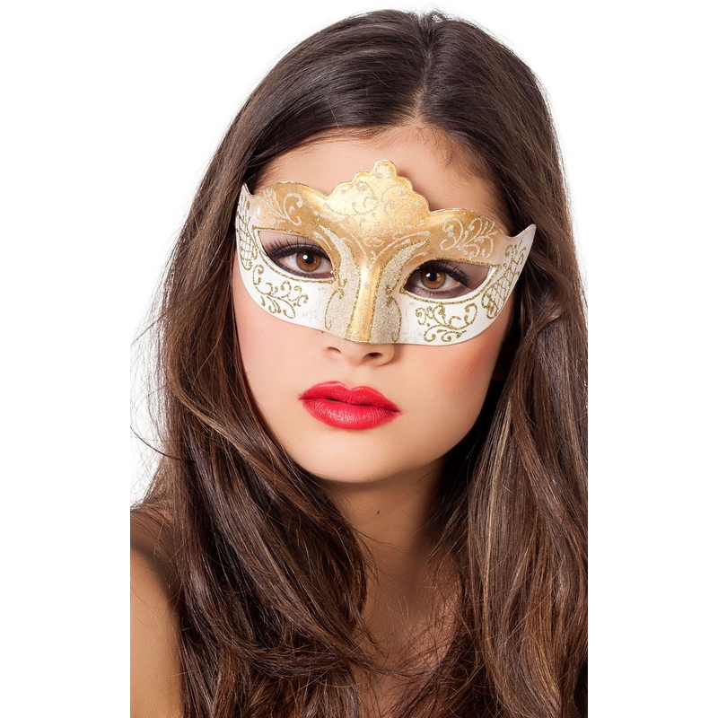 Elegant glitter eye mask white-gold
