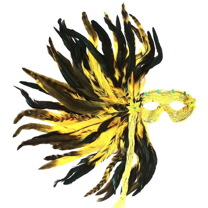 Extravagant gold rush feather mask