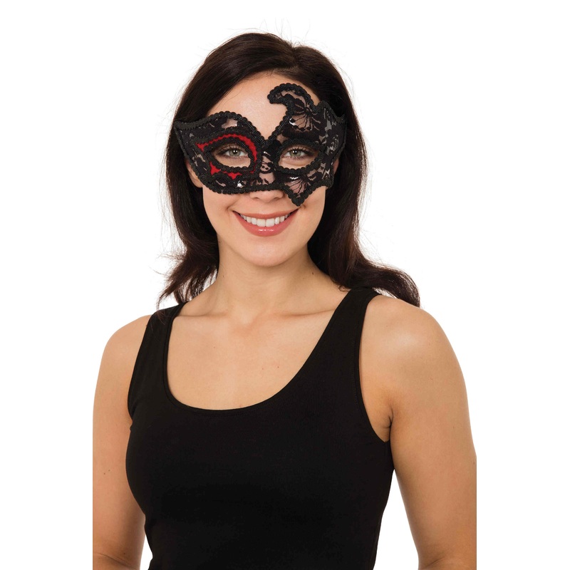 Eye mask lace black-red