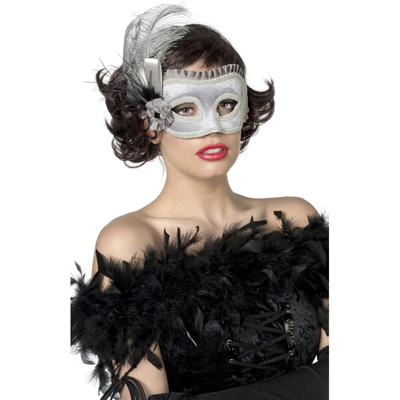 Feathered eye mask gray
