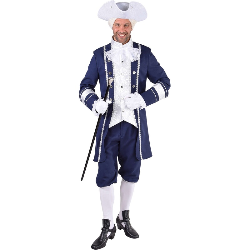 Noble baroque men's costume deluxe blue XS