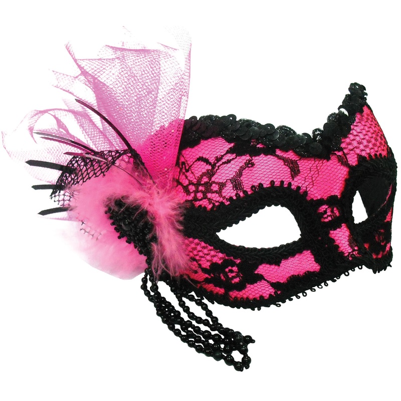 Pink-black eye mask with lace