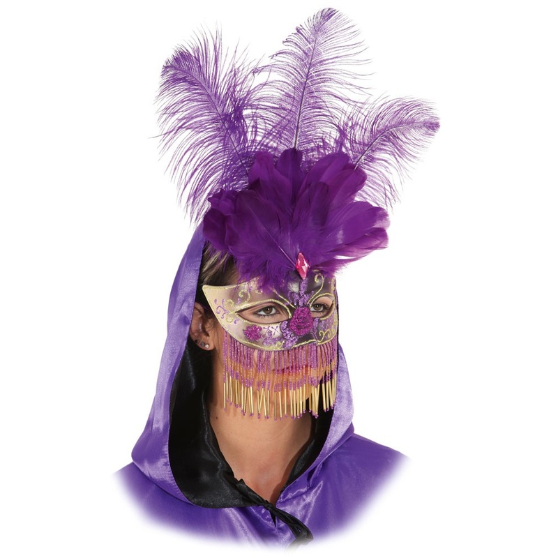 Purple Venetian Feather Mask