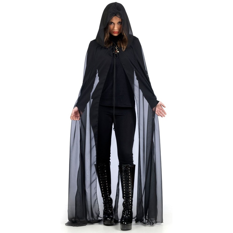 Transparent women's cape with hood M