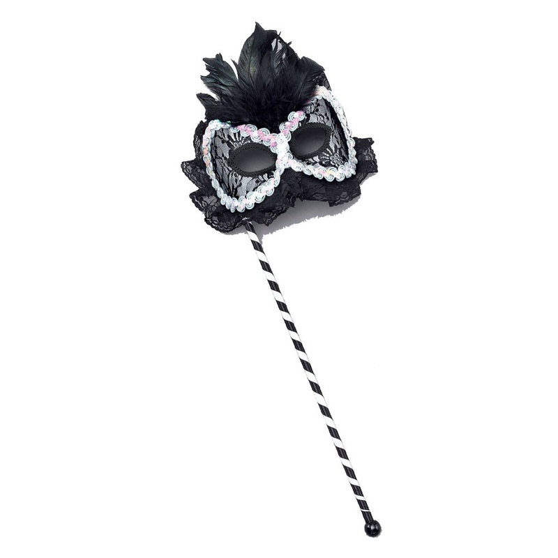 Venetian eye mask with holding rod