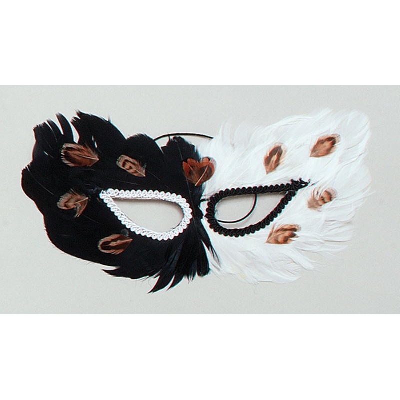 Venetian feather mask black and white