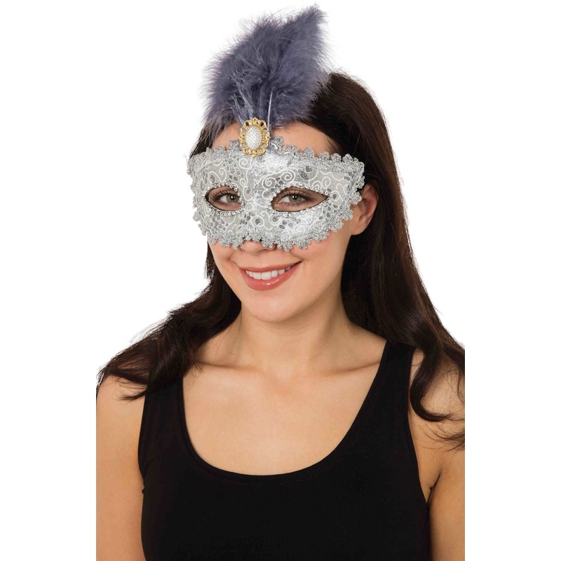 White crystal feather mask
