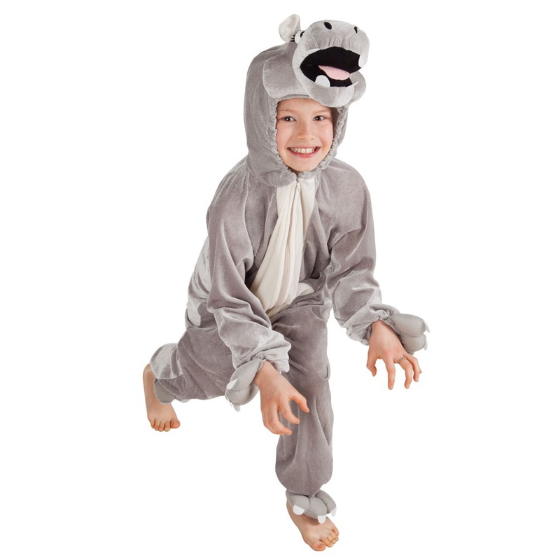Cheerful gray hippopotamus kids everywhere