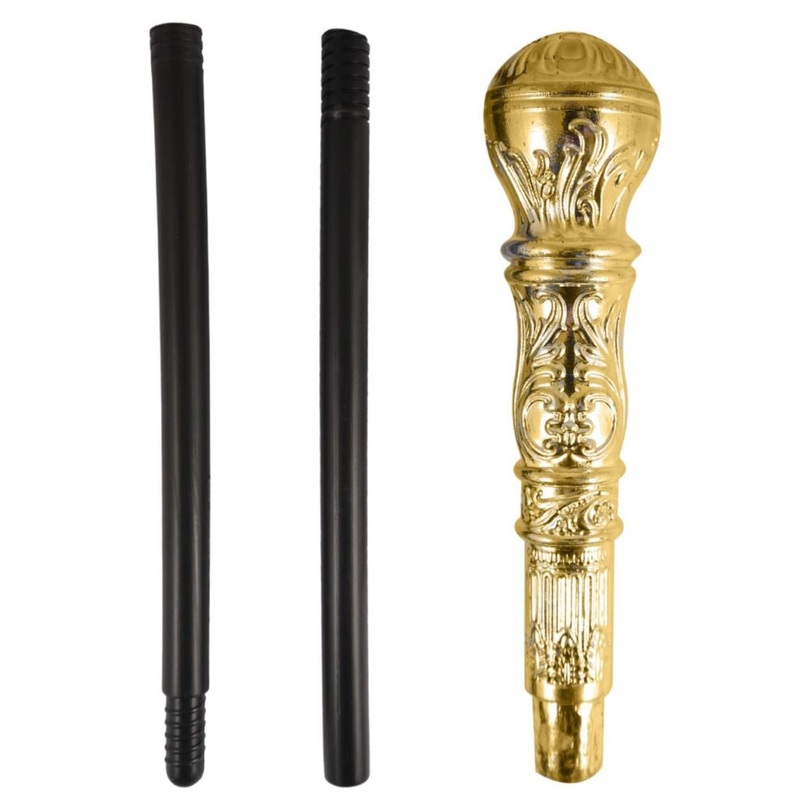 Elegant walking stick in gold, collapsible