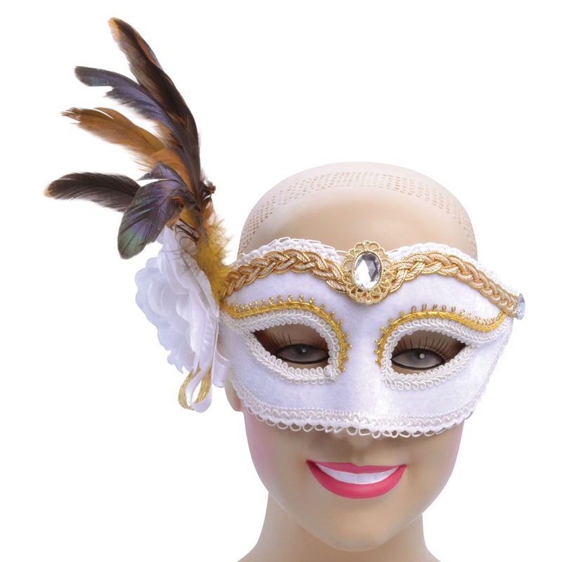 Eye mask with stone and feathers