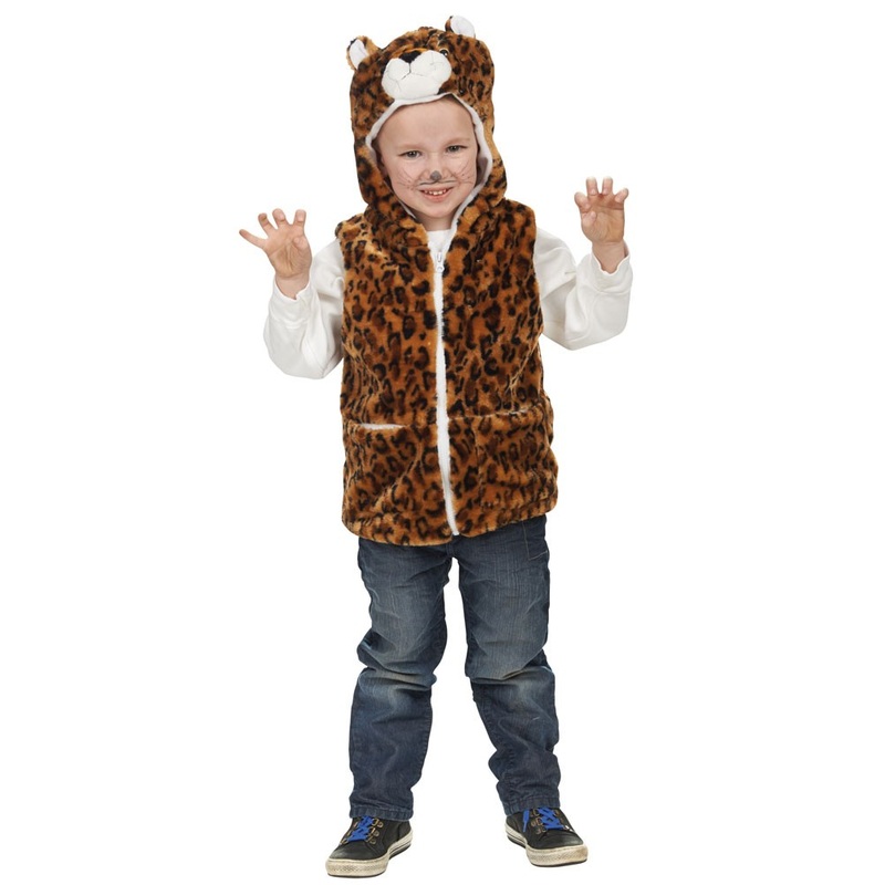 Fluffy leopard children's vest 104