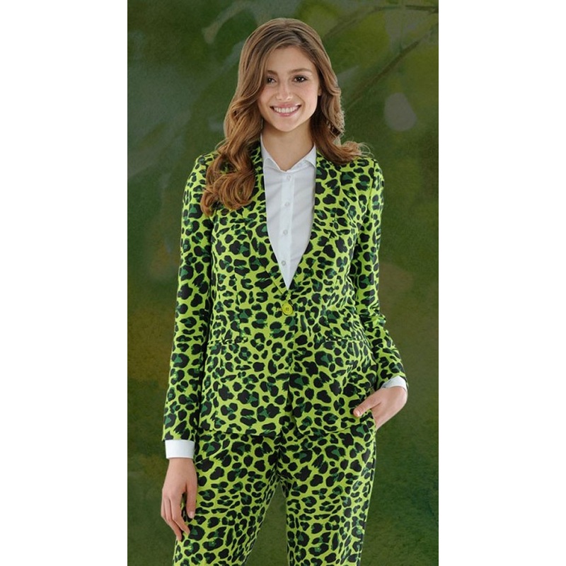 Green ladies leopard party suit 36