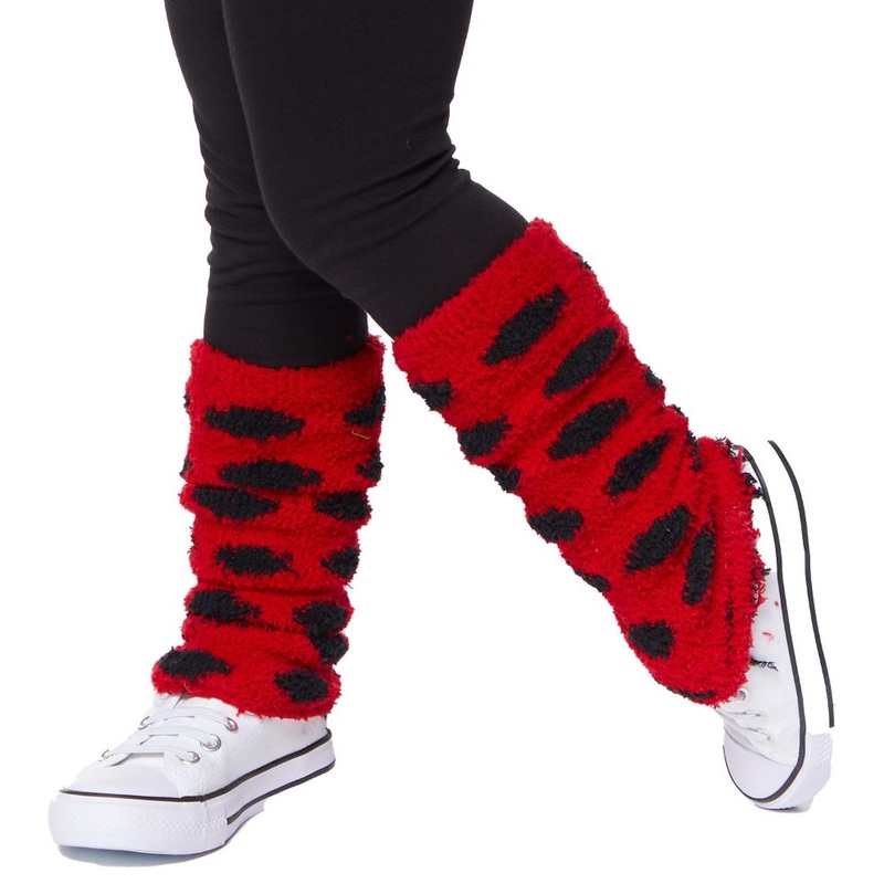 Plush ladybug leg warmers for children