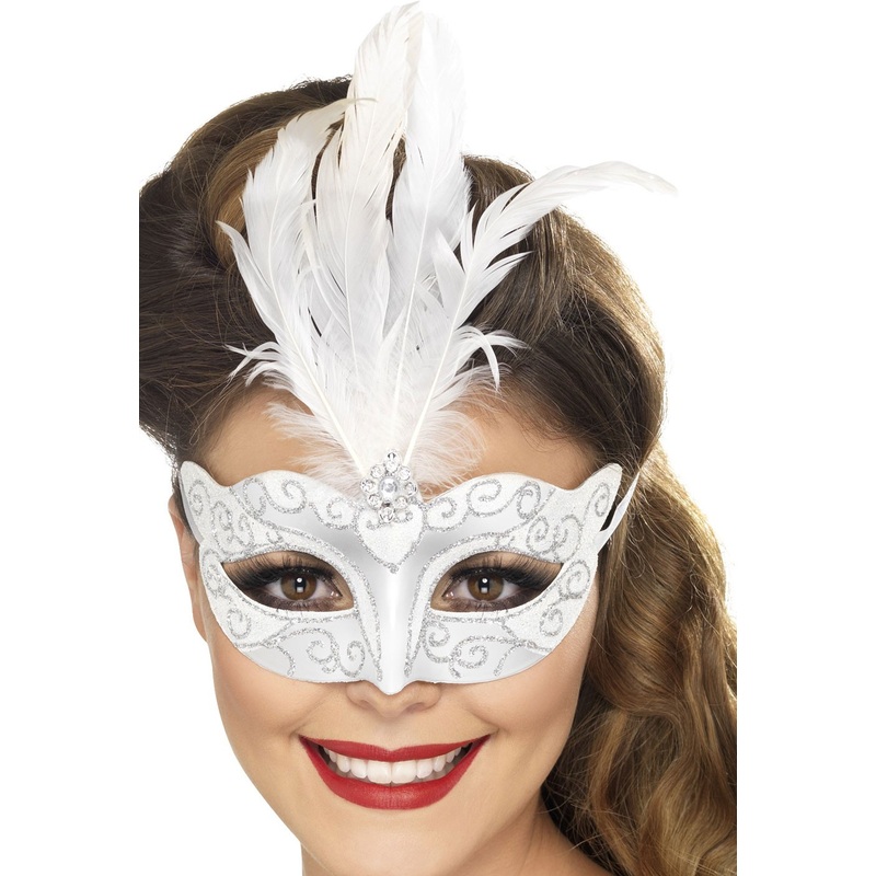 White Glamorous Eyes Glitter Mask