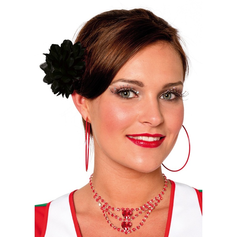 Black hair clip flower