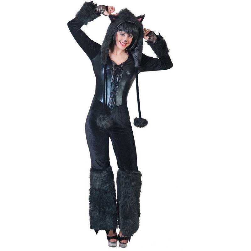 Black panther jumpsuit for women with hat 36-38