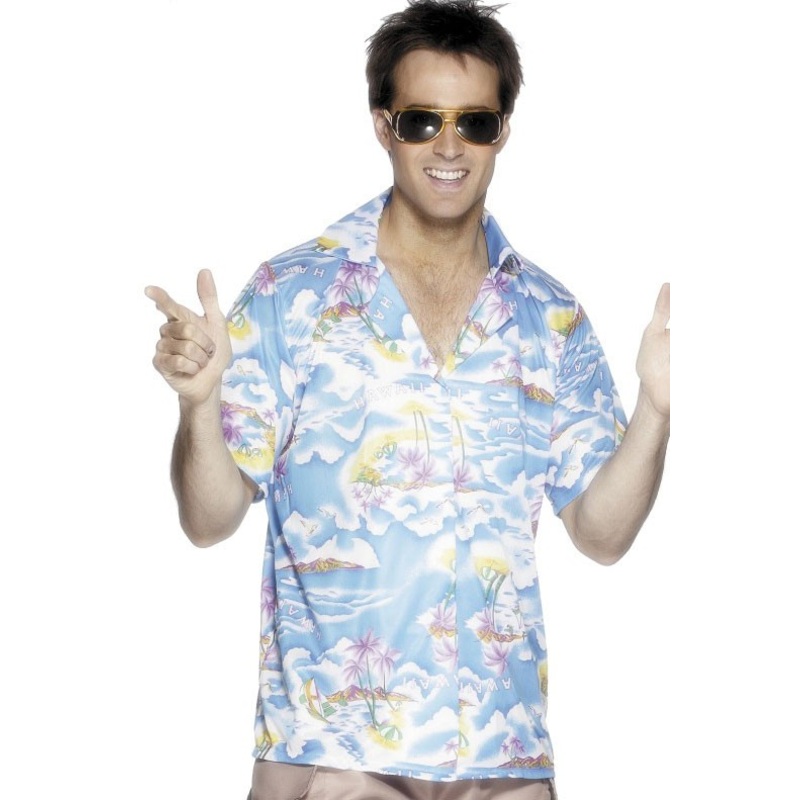 Blue Waves Light blue Hawaiian shirt for men M