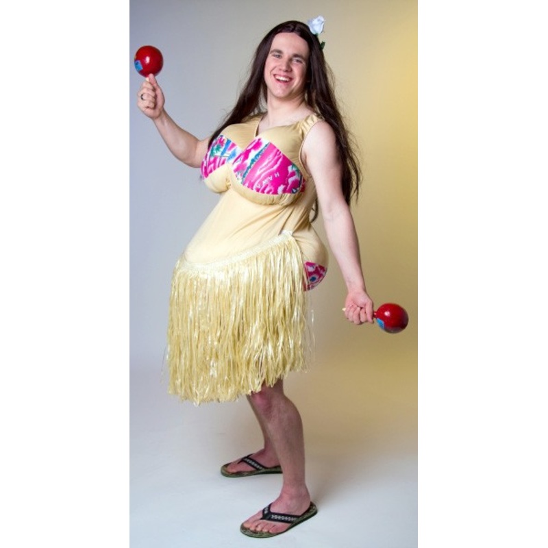 Curvy hula girl men's costume