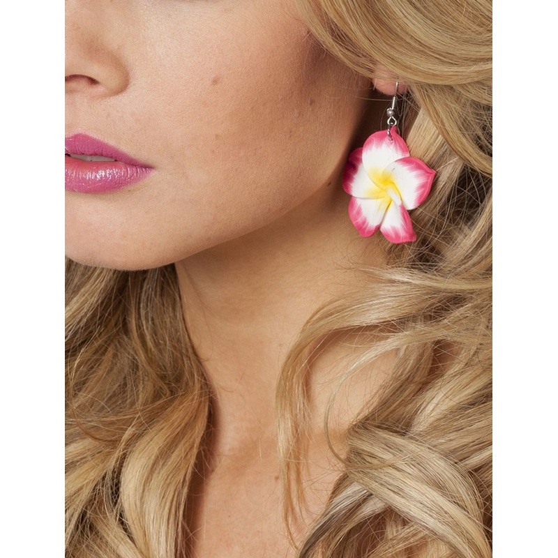 Flower earrings Mauritius white-pink