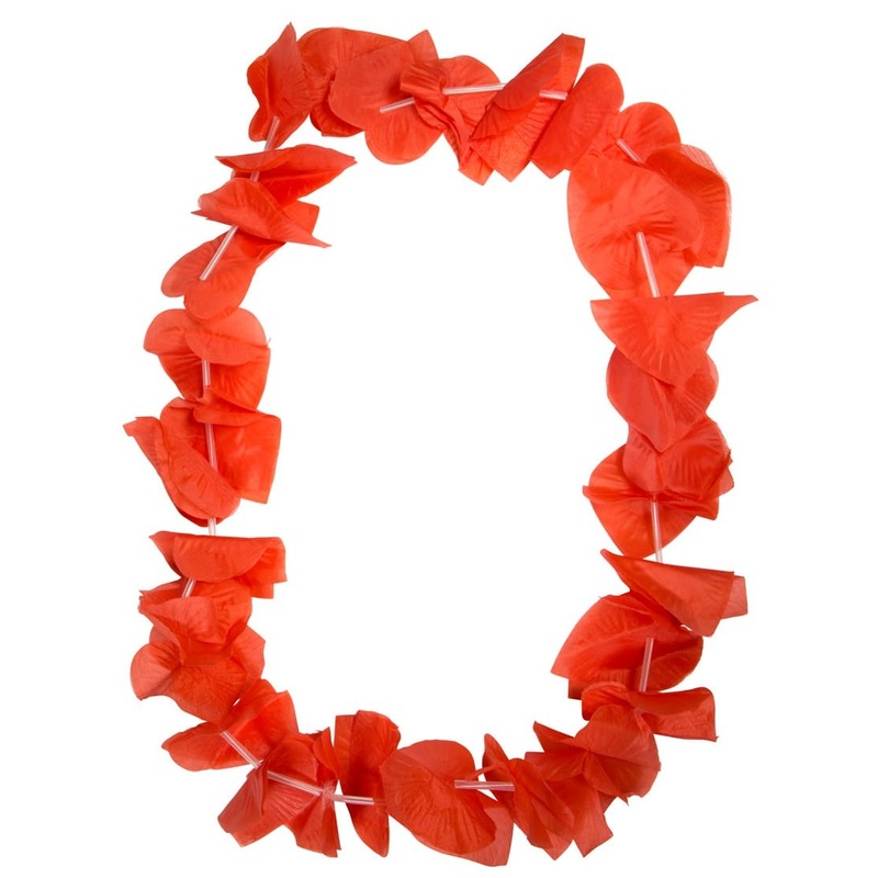 Hawaiian necklace with red hearts