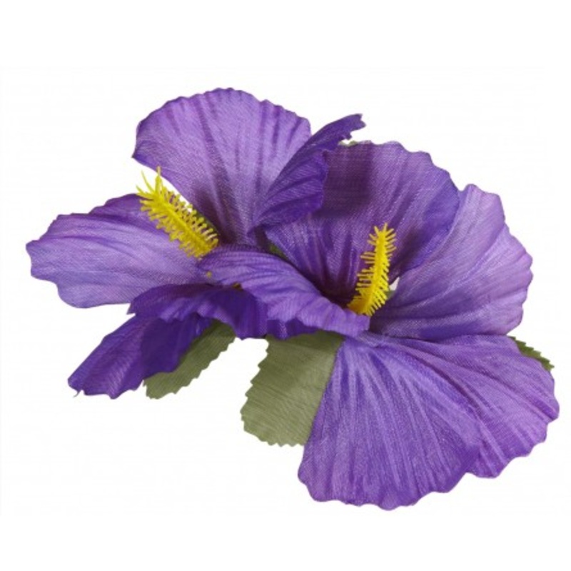 Purple hibiscus flower hair clip