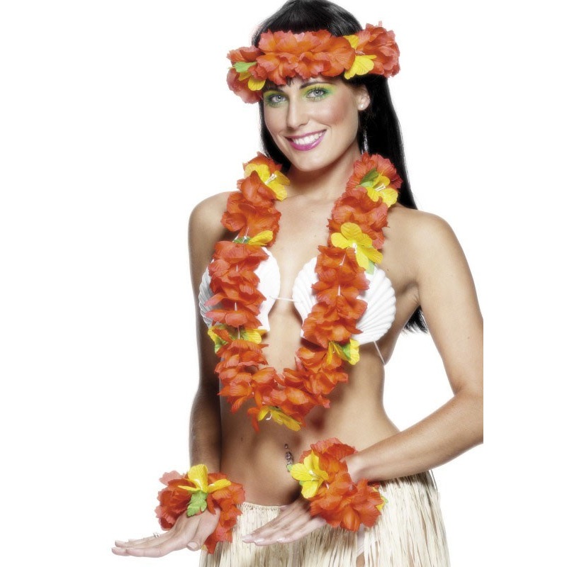 Red Hawaii flower set