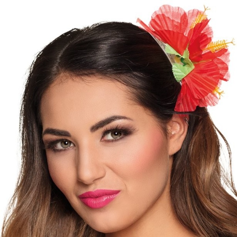 Red hibiscus hair clip 12cm