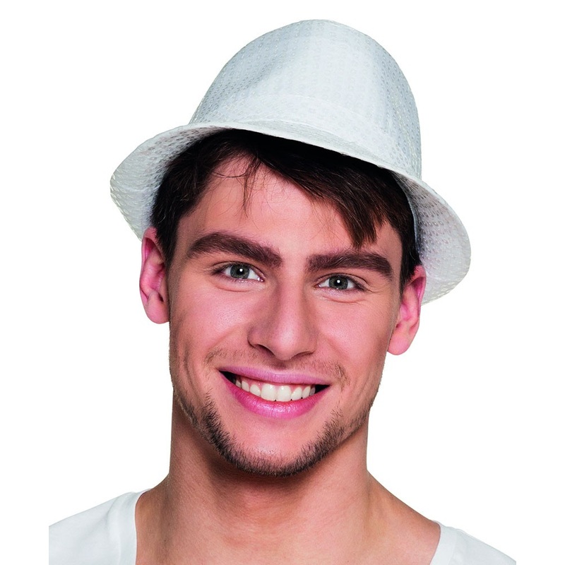 White sequin fedora hat