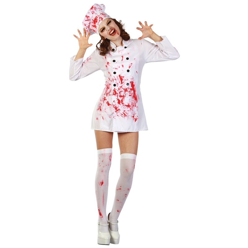 Blood smeared chef horror costume