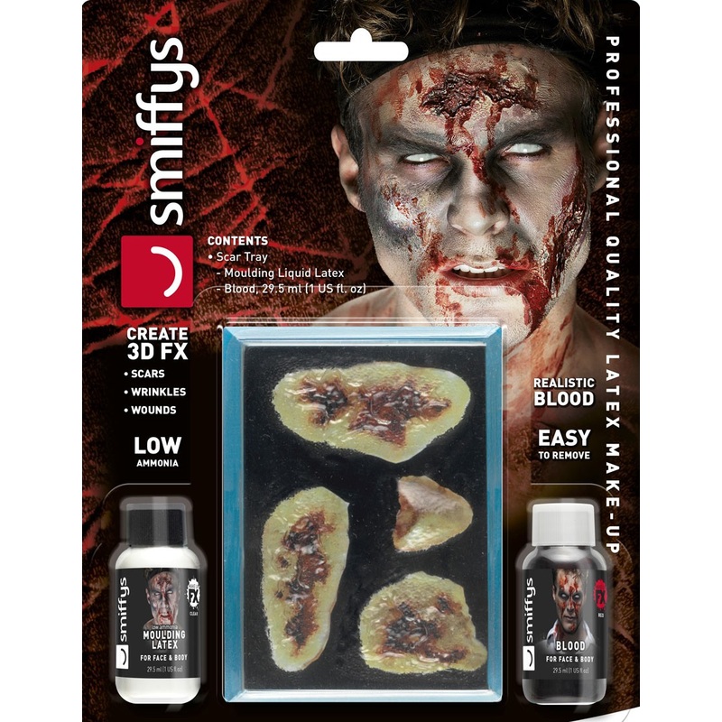 Do-it-yourself wounds set with latex & blood