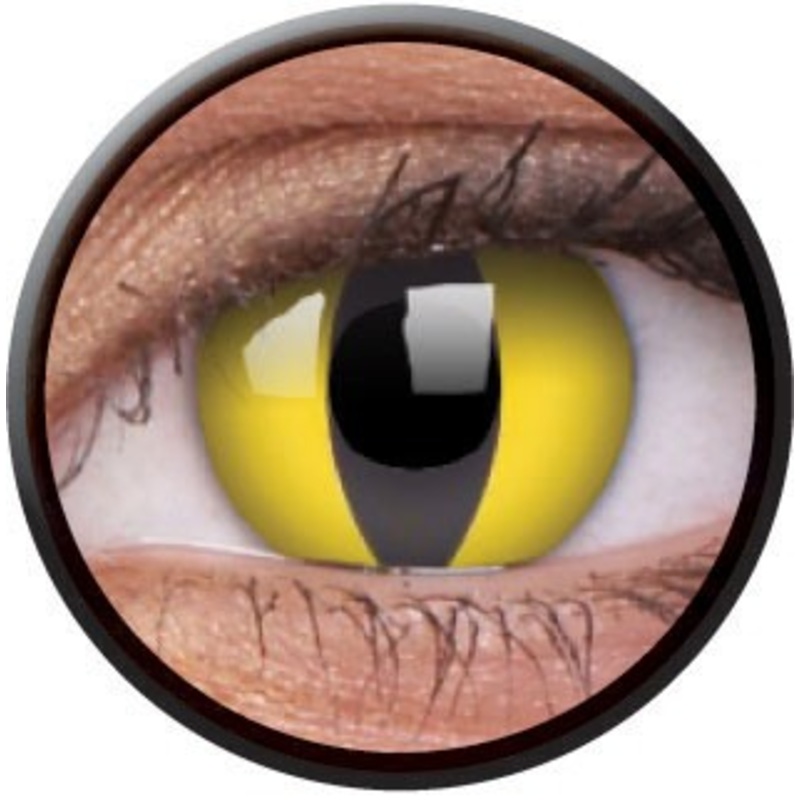 Elongated pupils yellow contact lenses