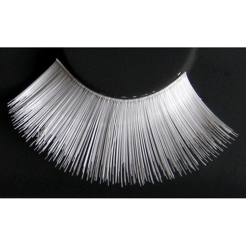 White artificial eyelashes extra long