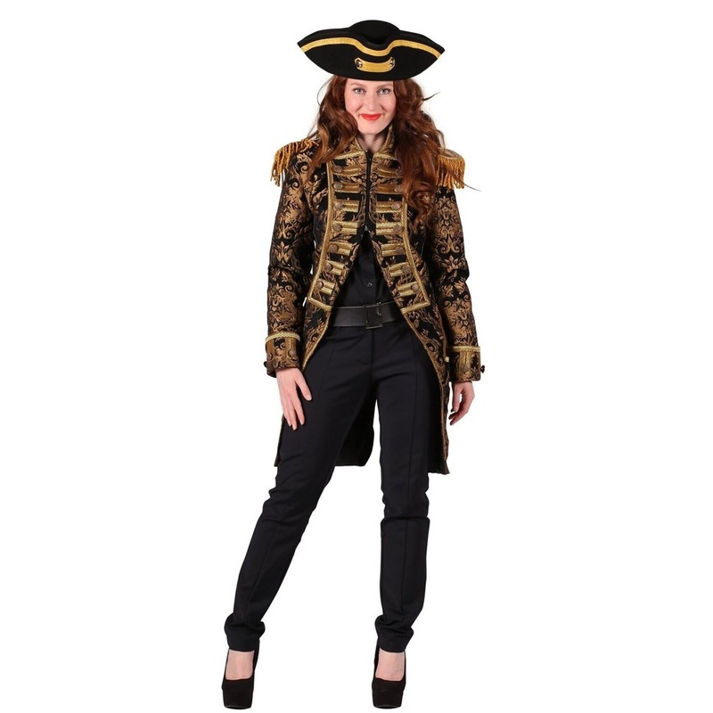 Black and gold rococo dress coat for women XS