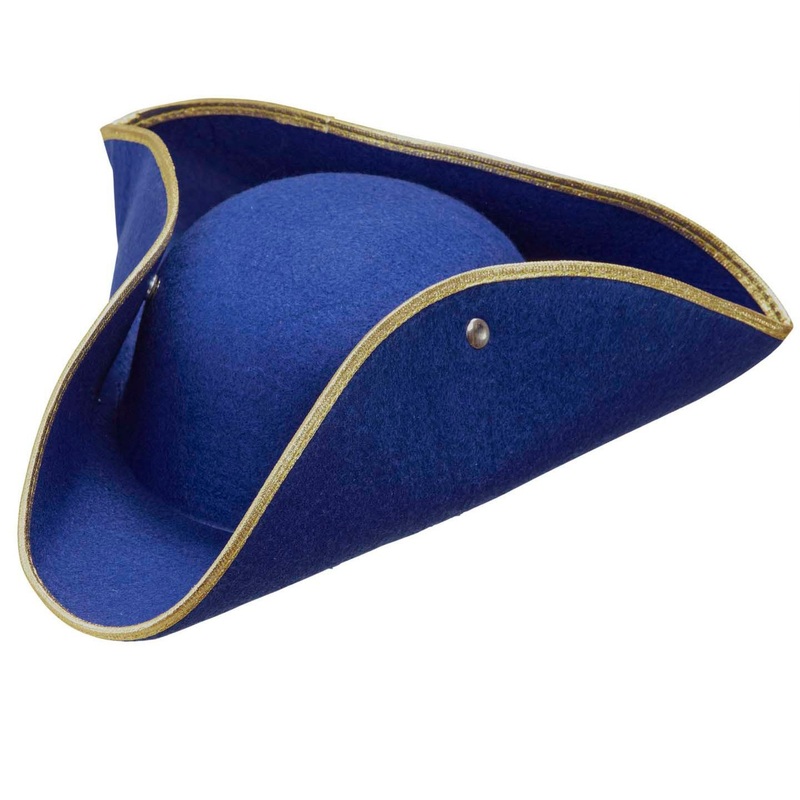 Blue musketeer tricorn hat