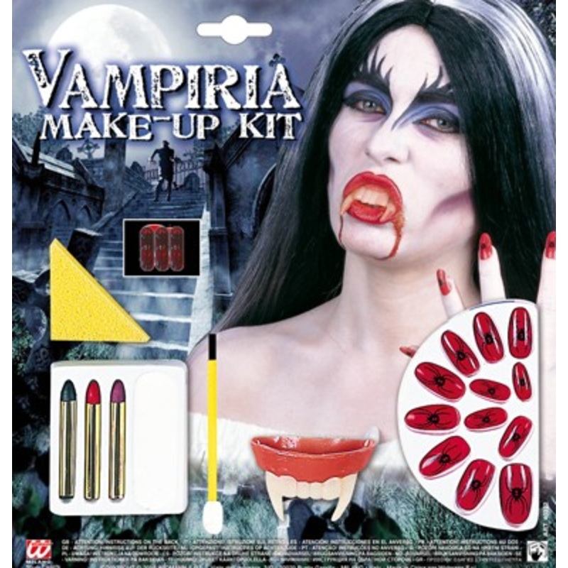Halloween make up vampire lady with blood and fingernails
