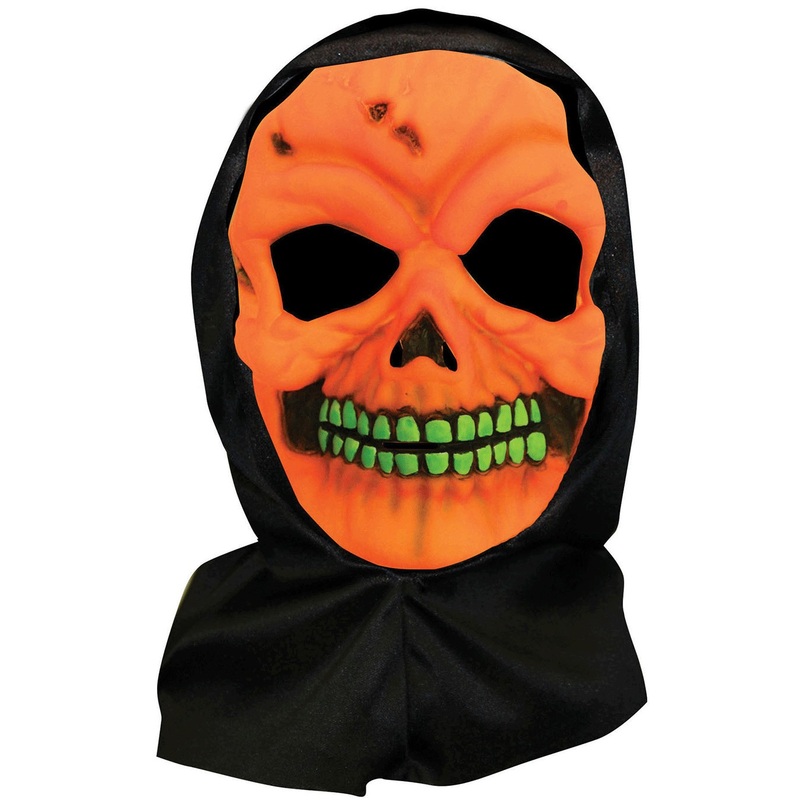 Orange skull mask with hood