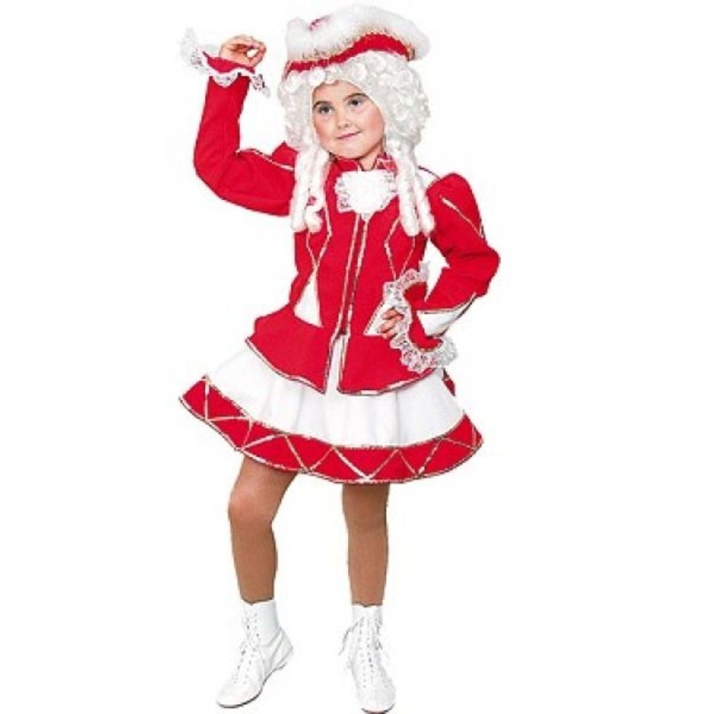 Red and white Funkenmariechen kids costume 116