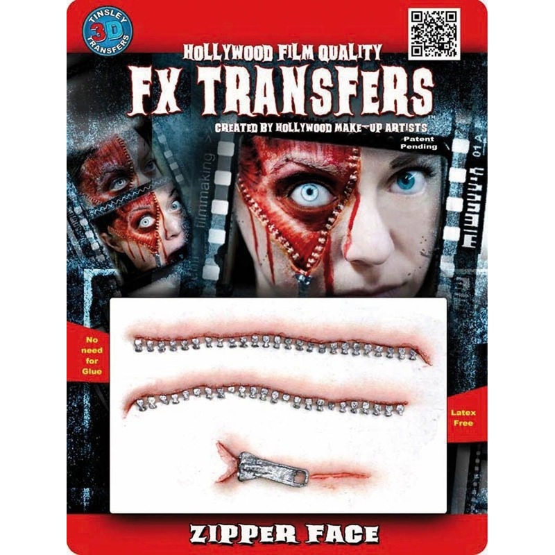 Self-adhesive 3D horror zippers