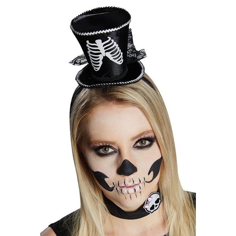 Skeleton cylinder headband day of the dead