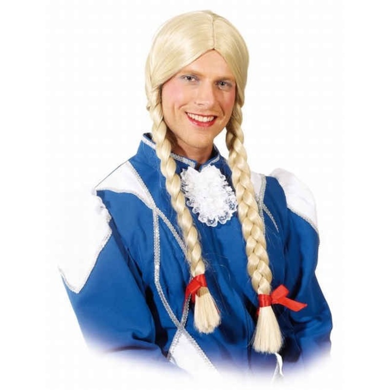 White men's pigtail wig